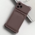 For iPhone 15 Pro Max Shockproof Card Slot Frosted TPU Phone Case(Brown)