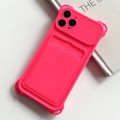 For iPhone 15 Pro Max Shockproof Card Slot Frosted TPU Phone Case(Rose Red)