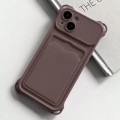 For iPhone 15 Plus Shockproof Card Slot Frosted TPU Phone Case(Brown)