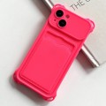 For iPhone 15 Shockproof Card Slot Frosted TPU Phone Case(Rose Red)