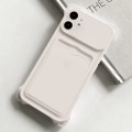 For iPhone 12 Shockproof Card Slot Frosted TPU Phone Case(White)