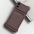 For iPhone 12 Shockproof Card Slot Frosted TPU Phone Case(Brown)