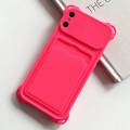 For iPhone X / XS Shockproof Card Slot Frosted TPU Phone Case(Rose Red)