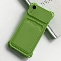 For iPhone XR Shockproof Card Slot Frosted TPU Phone Case(Green)