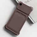 For iPhone XR Shockproof Card Slot Frosted TPU Phone Case(Brown)