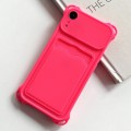 For iPhone XR Shockproof Card Slot Frosted TPU Phone Case(Rose Red)
