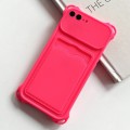 For iPhone 8 Plus / 7 Plus Shockproof Card Slot Frosted TPU Phone Case(Rose Red)