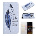 For Sony Xperia 10 Oil Embossed 3D Drawing Leather Phone Case(Blue Feather)