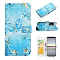 For Sony Xperia 5 Oil Embossed 3D Drawing Leather Phone Case(Blue Butterflies)