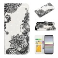 For Sony Xperia 5 Oil Embossed 3D Drawing Leather Phone Case(Lace Flower)