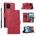 For Google Pixel 5 PU Genuine Leather Texture Embossed Line Phone Case(Red)