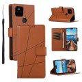 For Google Pixel 5a 5G PU Genuine Leather Texture Embossed Line Phone Case(Brown)