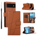 For Google Pixel 6 PU Genuine Leather Texture Embossed Line Phone Case(Brown)