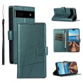 For Google Pixel 6a PU Genuine Leather Texture Embossed Line Phone Case(Green)