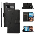 For Google Pixel 7 PU Genuine Leather Texture Embossed Line Phone Case(Black)