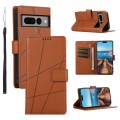 For Google Pixel 7 Pro PU Genuine Leather Texture Embossed Line Phone Case(Brown)