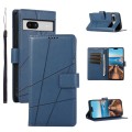 For Google Pixel 7a PU Genuine Leather Texture Embossed Line Phone Case(Blue)