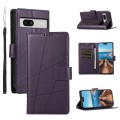For Google Pixel 7a PU Genuine Leather Texture Embossed Line Phone Case(Purple)