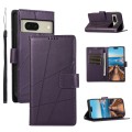 For Google Pixel 8 PU Genuine Leather Texture Embossed Line Phone Case(Purple)