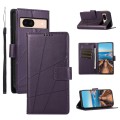 For Google Pixel 8a PU Genuine Leather Texture Embossed Line Phone Case(Purple)