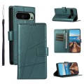 For Google Pixel 9 PU Genuine Leather Texture Embossed Line Phone Case(Green)