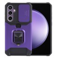 For Samsung Galaxy S23 FE 5G Camera Shield Card Slot PC+TPU Phone Case(Purple)