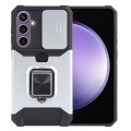 For Samsung Galaxy S23 FE 5G Camera Shield Card Slot PC+TPU Phone Case(Silver)