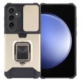 For Samsung Galaxy S24 5G Camera Shield Card Slot PC+TPU Phone Case(Gold)