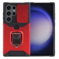 For Samsung Galaxy S24 Ultra 5G Camera Shield Card Slot PC+TPU Phone Case(Red)
