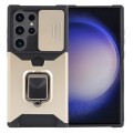 For Samsung Galaxy S24 Ultra 5G Camera Shield Card Slot PC+TPU Phone Case(Gold)