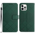 For iPhone 15 Pro Rhombic Grid Texture Leather Phone Case(Green)