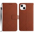 For iPhone 15 Plus Rhombic Grid Texture Leather Phone Case(Brown)