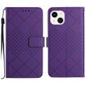 For iPhone 15 Rhombic Grid Texture Leather Phone Case(Purple)