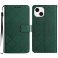 For iPhone 15 Rhombic Grid Texture Leather Phone Case(Green)