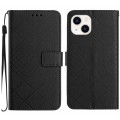 For iPhone 14 Rhombic Grid Texture Leather Phone Case(Black)