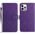 For iPhone 14 Pro Rhombic Grid Texture Leather Phone Case(Purple)