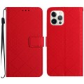 For iPhone 14 Pro Rhombic Grid Texture Leather Phone Case(Red)