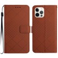 For iPhone 14 Pro Rhombic Grid Texture Leather Phone Case(Brown)
