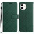 For iPhone 12 / 12 Pro Rhombic Grid Texture Leather Phone Case(Green)