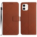 For iPhone 12 / 12 Pro Rhombic Grid Texture Leather Phone Case(Brown)