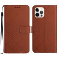 For iPhone 12 Pro Max Rhombic Grid Texture Leather Phone Case(Brown)