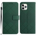 For iPhone 11 Pro Max Rhombic Grid Texture Leather Phone Case(Green)