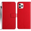 For iPhone 11 Pro Rhombic Grid Texture Leather Phone Case(Red)