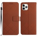 For iPhone 11 Pro Rhombic Grid Texture Leather Phone Case(Brown)
