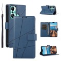 For Infinix Hot 20 Play PU Genuine Leather Texture Embossed Line Phone Case(Blue)