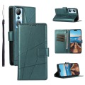 For Infinix Hot 20 4G PU Genuine Leather Texture Embossed Line Phone Case(Green)