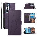 For Infinix Hot 20s PU Genuine Leather Texture Embossed Line Phone Case(Purple)