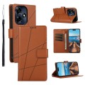 For Infinix Hot 30 PU Genuine Leather Texture Embossed Line Phone Case(Brown)