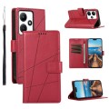 For Infinix Hot 30i PU Genuine Leather Texture Embossed Line Phone Case(Red)