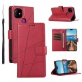 For Itel P36 PU Genuine Leather Texture Embossed Line Phone Case(Red)